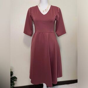 Elegant Mauve A-Line Dress with pockets on both sides